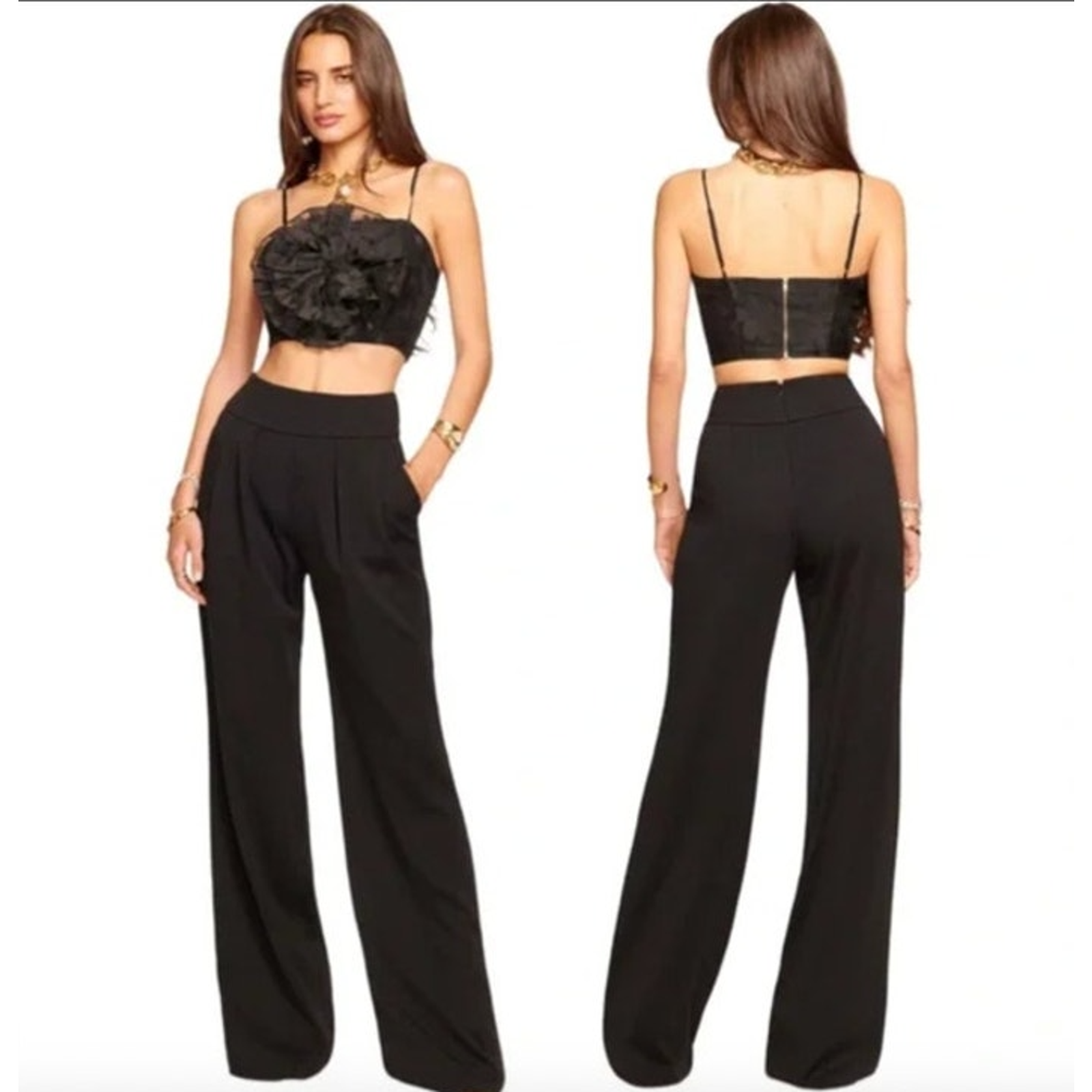 Ramy Brook Pants New Size 2 Ava Pant Black Slack Pockets Straight Leg Relaxed